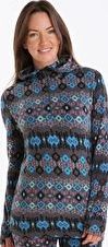 Cuddl Duds, 1297[^]265226 Womens Fleecewear Half Zip Hoodie - Cool Fairisle
