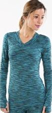 Cuddl Duds, 1297[^]265320 Womens Flexfit Long Sleeve V-Neck - Aegean Space