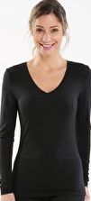 Cuddl Duds, 1297[^]265404 Womens Softwear Long Sleeve V-Neck - Black
