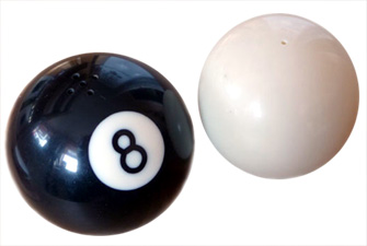 Recycled Cue n 8 Ball Salt & Pepper Shakers