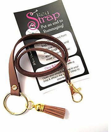 CUK Designs Detachable Handbag Key Ring Strap - Brown Faux Leather (Brown 