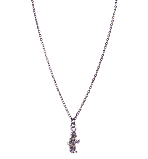 Antique Silver White Rabbit Charm Necklace from