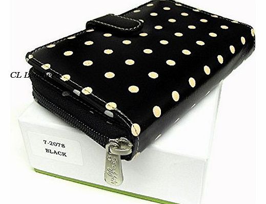 Cumbrian Luxury Leathers Ladies Black Leather Polka dot Purses....Top Quality Supplied With Box. fashion Purses.