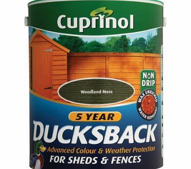 Cuprinol DBWM5L Ducksback 5 Year Waterproof for Sheds amp; Fences Woodland Moss 5 Litre