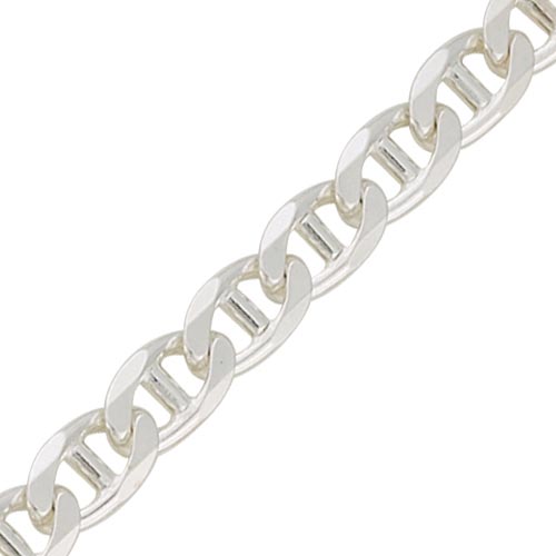 Curteis Silver 7.5 Inch Anchor Curb Bracelet In Silver