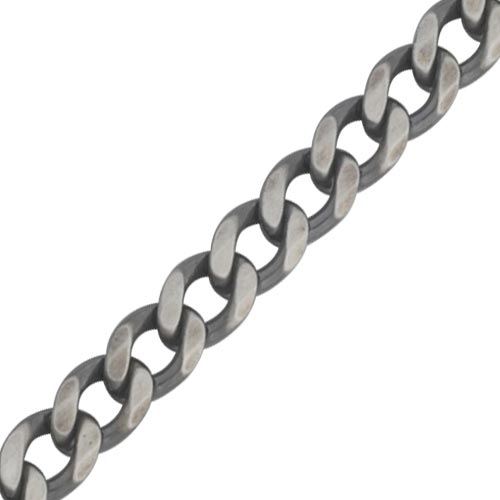 Curteis Silver 8.5 Inch Gunmetal Finish Curb Gents Bracelet In Silver