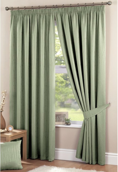 Curtina Ashley Green Lined Curtains
