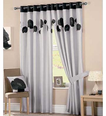 Danielle Lined Eyelet Curtains 117x183cm - Black