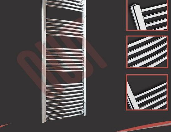 Curved Chrome Ladder Rails 500mm(w) x 1400mm(h) Curved Chrome Heated Towel Rail, Radiator, Warmer 2352 BTUs Bathroom Central Heating Ladder Rail (Bar Pattern:4-5-7-10)