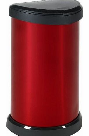 Curver 40 Litre Metal Effect One Touch Deco Bin, Red