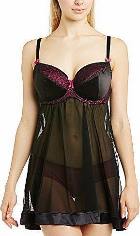 Curvy Kate Womens Lola Full Cup Baby Doll, Black/Boysenberry, 36G