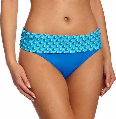 Womens Marina Fold Mini Brief Bikini Bottoms, Blue (Aqua), Size 16