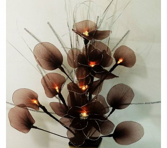 artificial flower arrangement with electric led lights lamps in 7 lovely colours (brown)