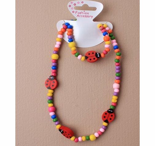 CUTE ACCESSORIES CHILDRENS Ladybird Beaded Necklace and Bracelet Set - PARTY bag fillers, stocking fillers, gifts for little girls