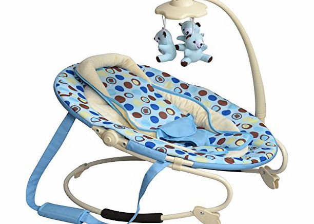 Cute Baby - Blue/Beige - 3 Position - Oval Bouncer