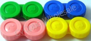 4 Contact Lens Soaking Storage Cases UK Made - Yellow - Blue - Pink - green