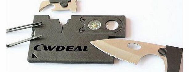 CWDEAL  9-in-1 Outdoor Sports Card Knife Shape Camping Pocket Multifunction Tool - Grey   Silver Free gift