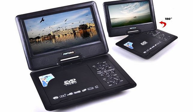 DVDP090t CYCLEROBOT Portable DVD Player 9.8`` EVD CD Player MP3 MP4 GAME SD USB Slots DivX Swivel BLACK