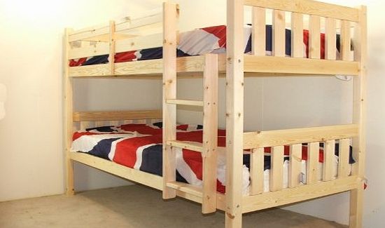 Adult Bunkbed - 3ft Single Bunk Bed - VERY STRONG BUNK! - Contract Use - has TWO centre rails for added support - INCLUDES two 20cm thick QUILTED sprung mattresses