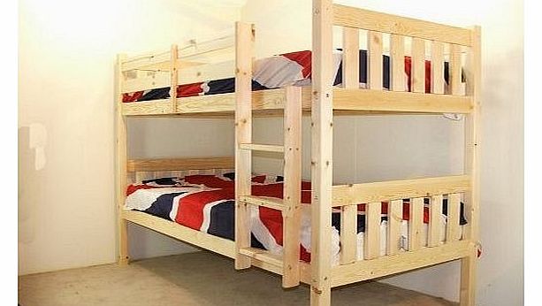 Cypress Short Bunk Bed Short Bunkbed 2FT6 X 5 FT 9 small single Natural Pine Bunk Bed with TWO sprung mattresses