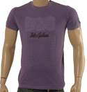 Mauve Round Neck Cotton T-Shirt with Stitched Logo