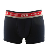 DandG Navy Ribbed Cotton Boxer Shorts