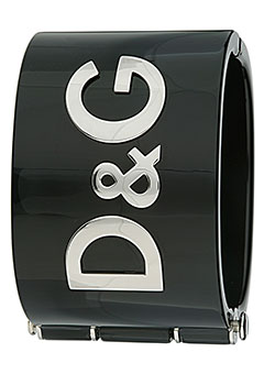 DandG Steel and Black Resin Cuff Bangle DJ0651