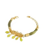 Jade Drops Multi-strand Sterling Silver Lace Bracelet