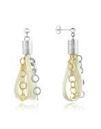 Daco Milano Multi-strand Sterling Silver Chain and Lace Earrings