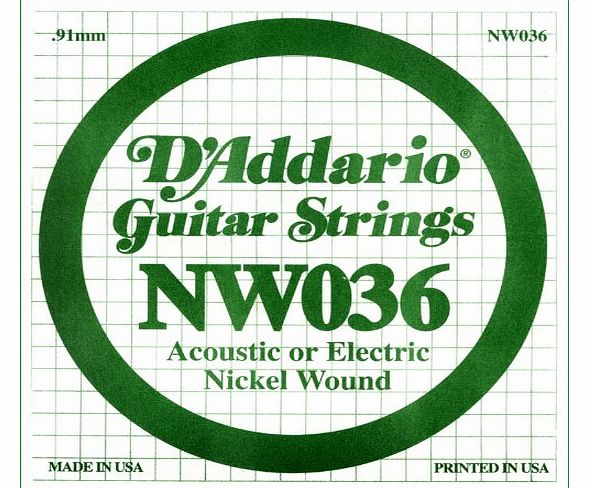 DAddario .036 Nickel Wound Single String for Electric Guitar