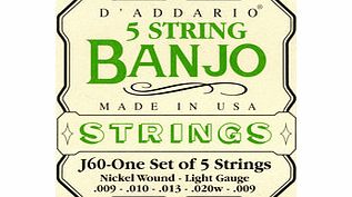 Daddario J60 5 String Banjo Strings Nickel Light