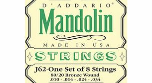 Daddario J62 80/20 Bronze Mandolin Strings Light