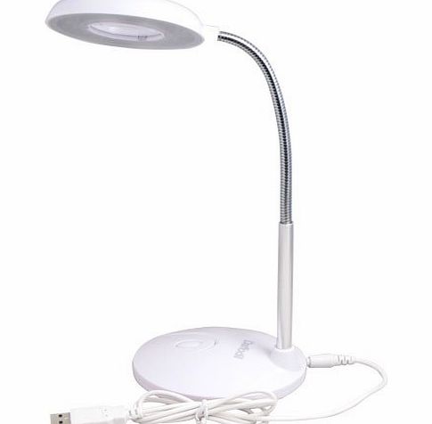 ULT180 - USB Desk Light - Flexible Gooseneck Reading Lamp - Powered by USB Port or 3 x AAA (Not inc.) (White)