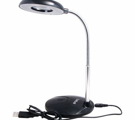 Daffodil ULT180B USB LED Lamp with 18 Bright LED Bulbs, Magnifying Glass and Flexible Gooseneck / Plugs into Your PC or Macs USB to Light-up its Keyboard and Screen/ Dual Powered: No Batteries Needed