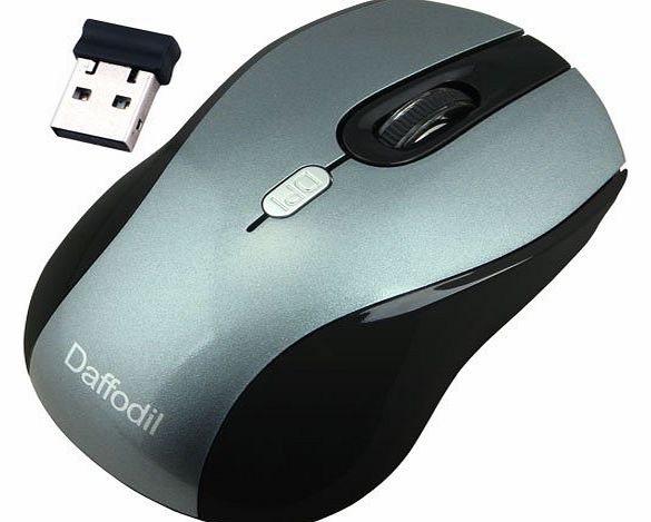 Daffodil WMS335G Wireless Optical Mouse 2.4GHz - Cordless 3 Button PC Mouse with Scrollwheel and Adjustable Sensitivity (MAX DPI: 2000) - For Laptop / Netbook / Desktop Computers - Supported by: Micro