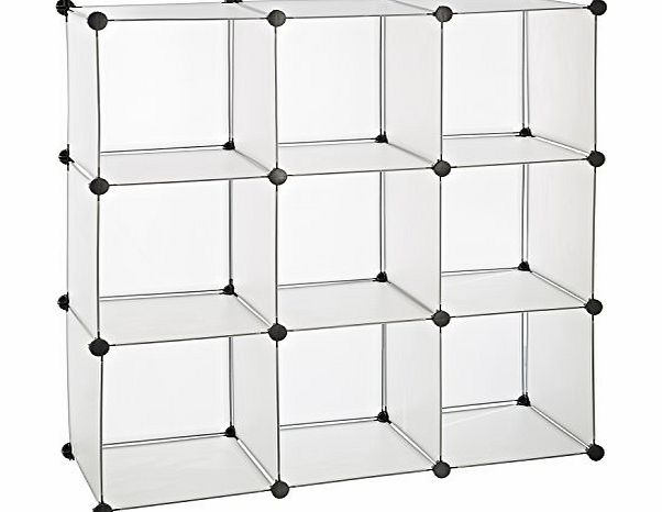 DAILYDREAM functional shelving system, sideboard, cabinet, office/hallway cupboard, in white/transparent (H 112 x W 112 x D 37cm)