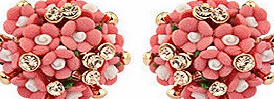 DaisyDaisyLove 1 pair Red Female Soft Ceramic Flowers Bloom Exquisite Cute Exaggerated Diamond Earrings Women Girl
