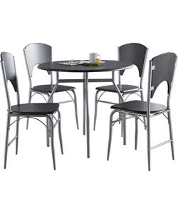 Dakota Brown and Chrome Look Table and 4 Chairs