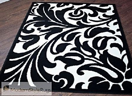 Black And White Damask Design - Stunning Modern Home Rug - AVAILABLE IN 6 SIZES, 120x 160cm (4ftx 5ft 6)