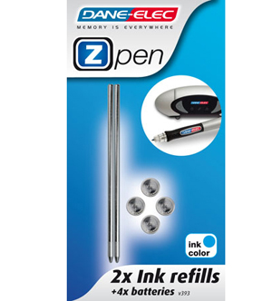 Batteries for Zpen V393 (4 Pack) and 2 Ink Refils (BLUE) - Ref. EM-AC-DP-KIT1