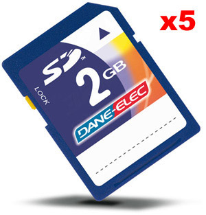 Dane-Elec Secure Digital (SD) Memory Card - 2GB - VALUE 5 PACK