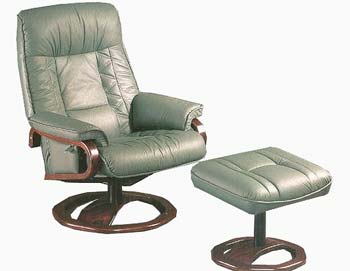 Daneway Benny Leather Recliner and Footstool