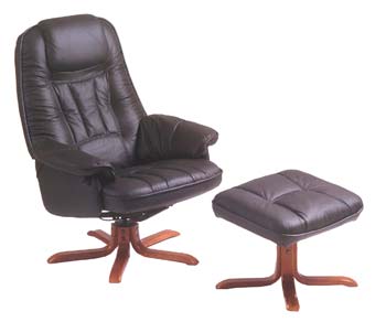Daneway Bison Leather Recliner and Footstool