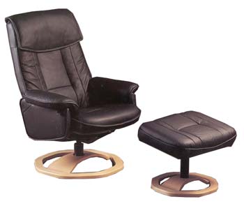 Morris Leather Recliner and Footstool