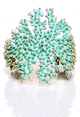 Turquoise Coral Burst Cuff by Danielademarchi