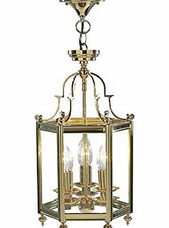 Dar Moorgate Polished Brass Finish 3-Light Hexagonal Ceiling Hall Lantern, MOO0340