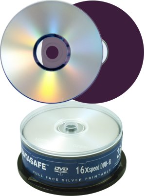 Datasafe DVD R 16x Full Face Silver Printable 25