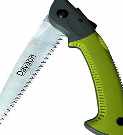 Davaon Pro Pruning Saw - Premium Folding Hand Saw - Triple Cut Ultimate Sharp Blades - Best Tool for Garden, Tree Pruning, Camping Hunting Survival Gear - Rugged Durable Trimmer - Comfort Soft Grip - Quality