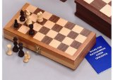 Deluxe Inlaid Wood Fold-Up Chess Set