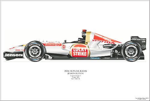 Honda F1 RA106 F1 Art Print - Barrichello